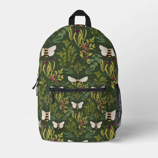 Mochila Impresa Bees and Foliage Backpack (Anverso)