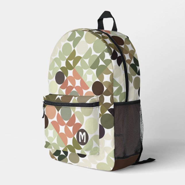 Mochila Impresa Beige Brown Sage Green Peach Naranja de Medio sigl (Esquina derecha trasera )