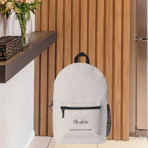 Mochila Impresa Beige nombre de iniciales en monograma moderno