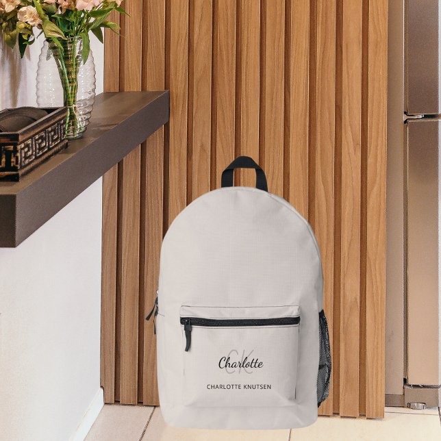 Mochila Impresa Beige nombre de iniciales en monograma moderno (Subido por el creador)