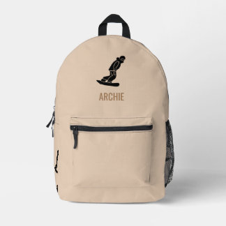 Mochila Impresa Beige personalizado del Snowboard moderno