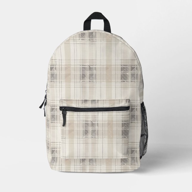 Mochila Impresa Beige Plaid (Anverso)