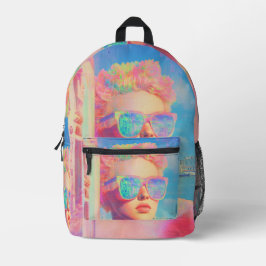 Mochila Impresa Belleza costera neón con gafas de sol