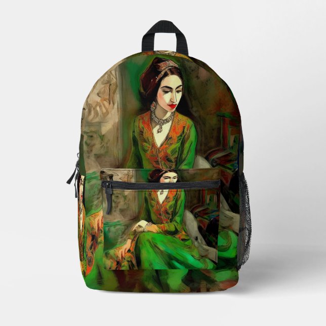 Mochila Impresa Belleza en verde (Anverso)