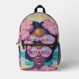 Mochila Impresa Belleza tropical en tonos rosados