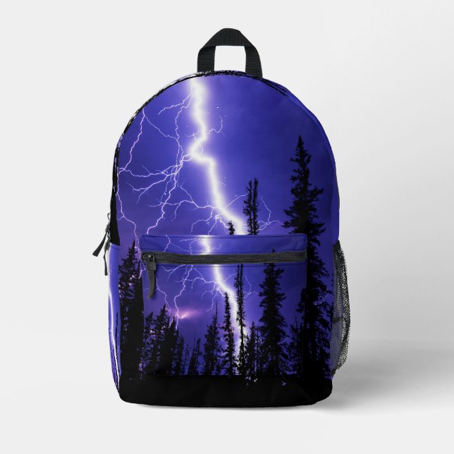 Mochila Impresa bello trueno sobre el bosque (Anverso)