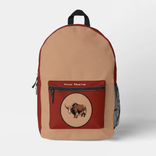 Mochila Impresa Bello y adorable yak marrón 