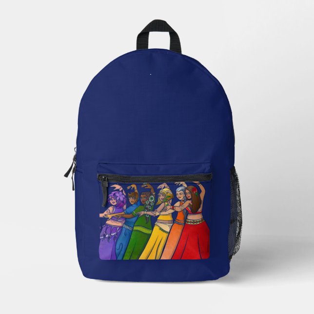 Mochila Impresa Belly arcoiris bailarina Belly de danza (Anverso)