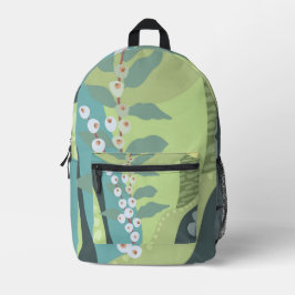 Mochila Impresa Berries Blancas Mezcladas Verdes Bloques de Color