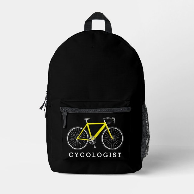Mochila Impresa Bicicleta Amarilla Con Texto Cicologista (Anverso)