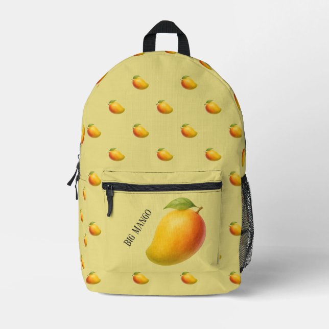 Mochila Impresa Big Mango, Sweet Fruit and Name on Yellow (Anverso)