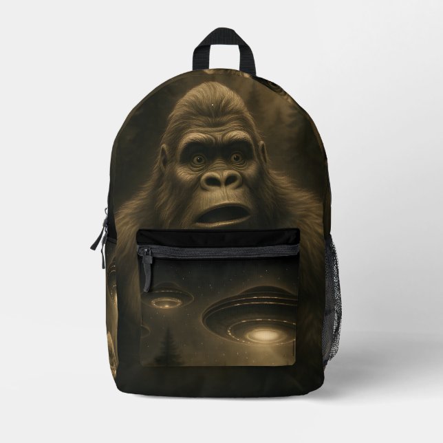 Mochila Impresa Bigfoot Sasquatch Alien UFO Funny (Anverso)