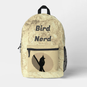 Mochila Impresa Bird Nerd Silhouette Tan Animal Birdwatcher