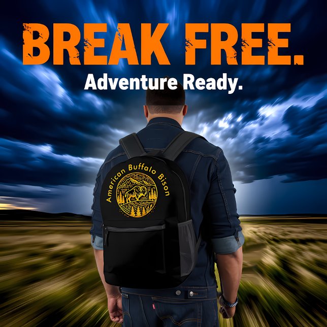 Mochila Impresa Bison at Sunset in Mountain Landscape (Subido por el creador)