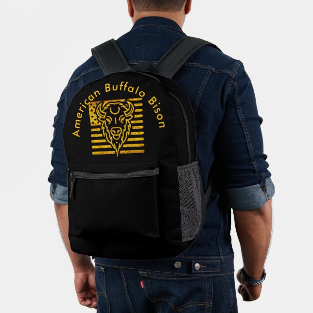 Mochila Impresa Bison con fondo de bandera estadounidense (Insitu (Modelo))