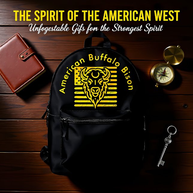 Mochila Impresa Bison con fondo de bandera estadounidense (Subido por el creador)