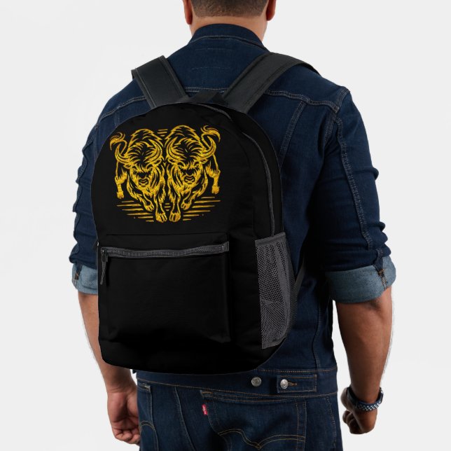 Mochila Impresa Bison dorado cruza las llanuras al atardecer (Insitu (Modelo))