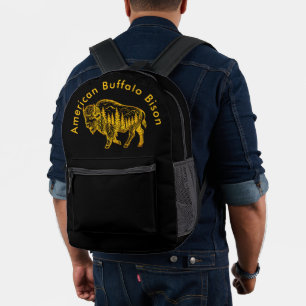 Mochila Impresa Bison en un Ilustracion forestal