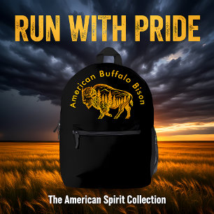 Mochila Impresa Bison en un Ilustracion forestal