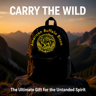 Mochila Impresa Bison se para majestuosamente en un paisaje natura