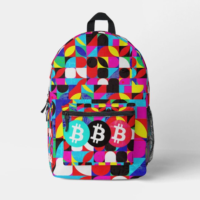 Mochila Impresa Bitcoin colorido (HD vibrante) (Anverso)