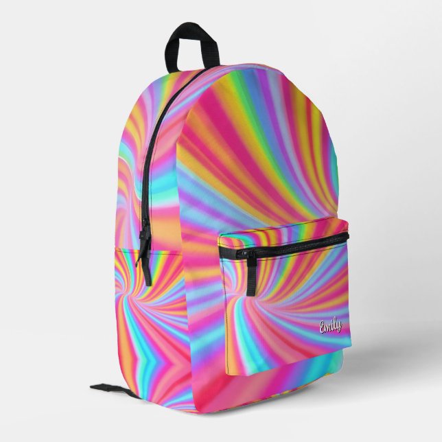 Mochila Impresa Bizarda de arcoiris espiral de color agua (Esquina izquierda trasera)