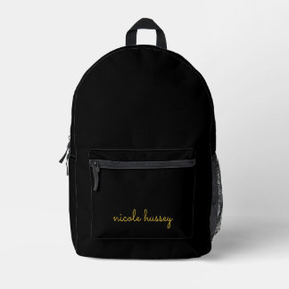 Mochila Impresa Black and Gold Script | Stylish Monogram Modern