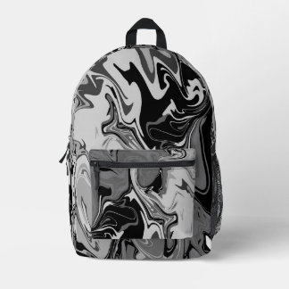 Mochila Impresa Black and Grey Swirl Art