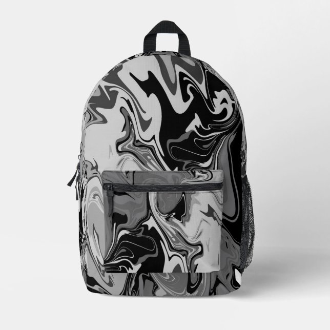 Mochila Impresa Black and Grey Swirl Art (Anverso)