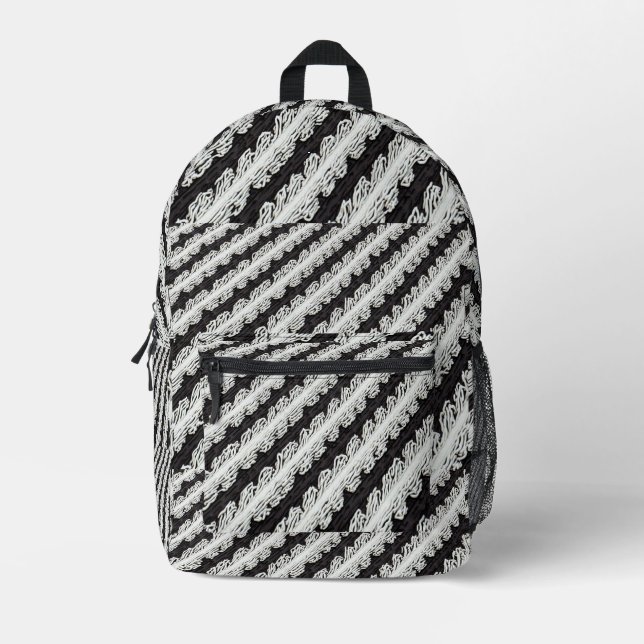 Mochila Impresa Black and White Bands (Anverso)
