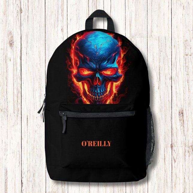 Mochila Impresa Black Blue Red Skull Flama Monograma moderno (Subido por el creador)