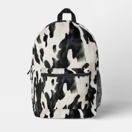 Mochila Impresa Black Cream Cow Animal Print