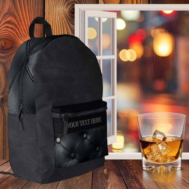 Mochila Impresa Black Faux Leather Classic (A practical and multi-functional backpack featuring a black faux leather design. )