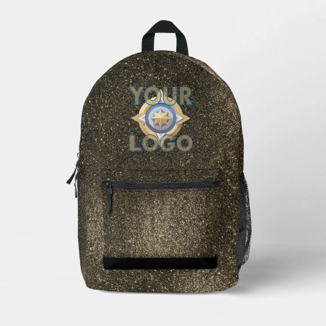 Mochila Impresa Black Gold Glitter Tech IT Security Business Logo (Anverso)