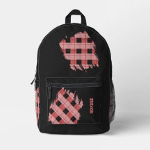 Black, Pink Plaid Patches, Name