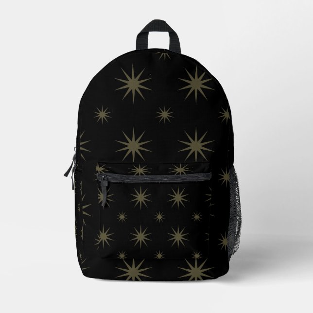 Mochila Impresa Black Stars Pattern Pastel Constellation for Kids (Anverso)