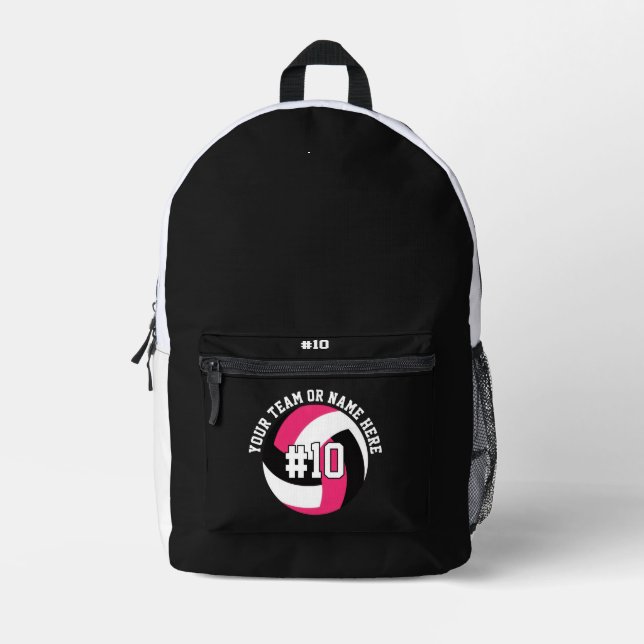 Mochila Impresa Black Volleyball Backpack Player Team Teen Girls (Anverso)