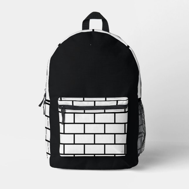 Mochila Impresa Black & White Brick Wall Urban Backpack (Anverso)