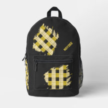 Black, Yellow Plaid Patches, Name