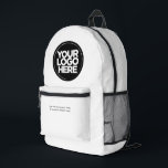 Mochila Impresa Blanca | Logotipo y texto corporativo personalizad<br><div class="desc">Blanco Minimalista simple | Logotipo corporativo personalizado y mochila impresa de texto para empresas modernas</div>