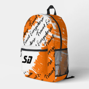 Mochila Impresa Blanco cepillado Naranja Negro con Iniciales