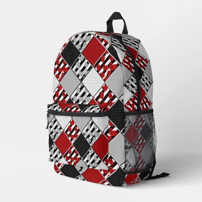 Mochila Impresa Blanco negro con retráctil rojo (Esquina derecha trasera )