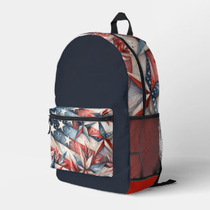 Mochila Impresa Blanco rojo y azul