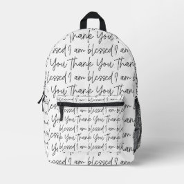 Mochila Impresa Blanco y negro Gracias soy una tipografía bendita