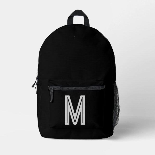 Mochila Impresa Blanco y negro - monograma audaz (Anverso)