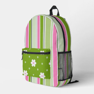 MOCHILA IMPRESA BLANCO Y ROSA Y BLANCO VERDE