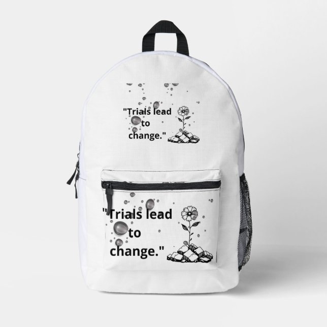 Mochila Impresa Bloom Through Trials – Strength from the Cracks (Anverso)