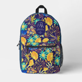 Mochila Impresa Blooming Mystical Floral Monogram Navy