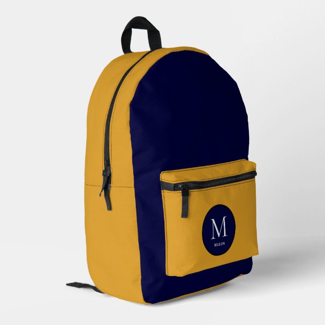 Mochila Impresa Bloque de color azul y amarillo (Esquina izquierda trasera)