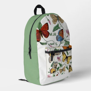 Mochila Impresa Bloque de color Butterflies Olive Green